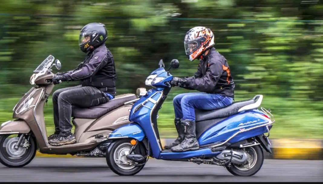 Honda Activa scooter displayed with new prices after GST reduction